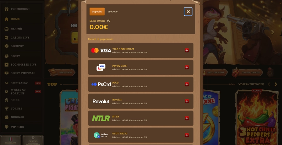 Deposito del casinò Lizaro