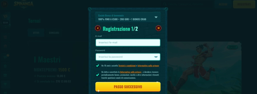 Registrazione su Spinanga
