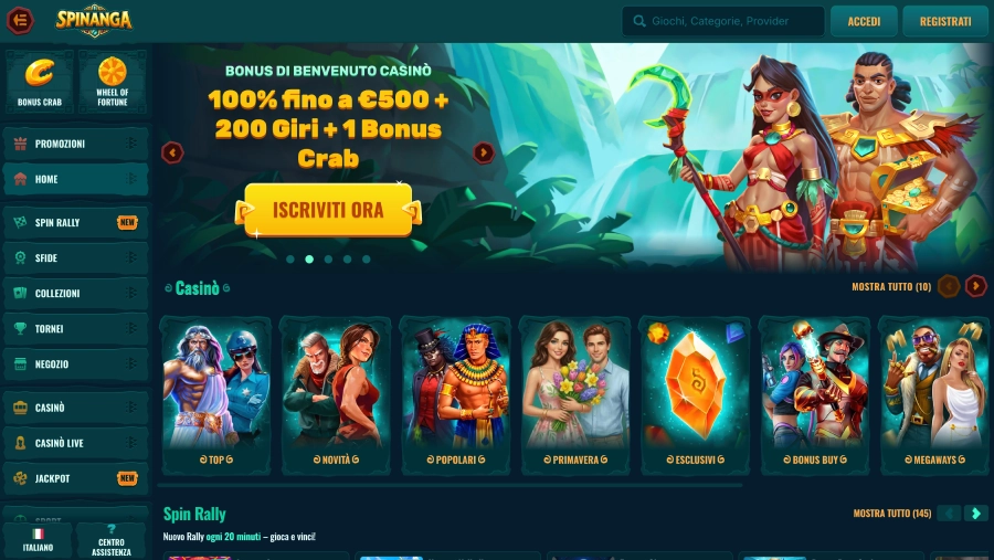 Pagina iniziale del casinò Spinanga