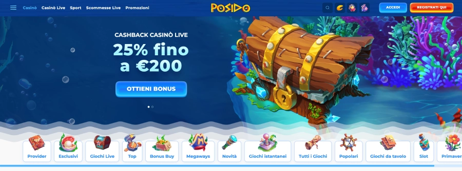Pagina iniziale del casinò Posido