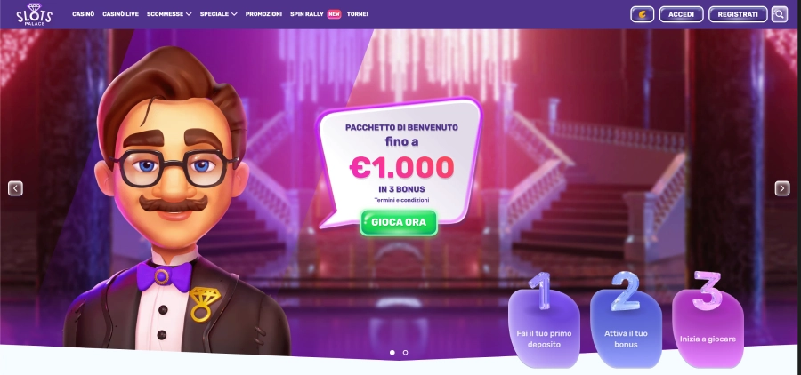 Pagina iniziale del casinò SlotsPalice