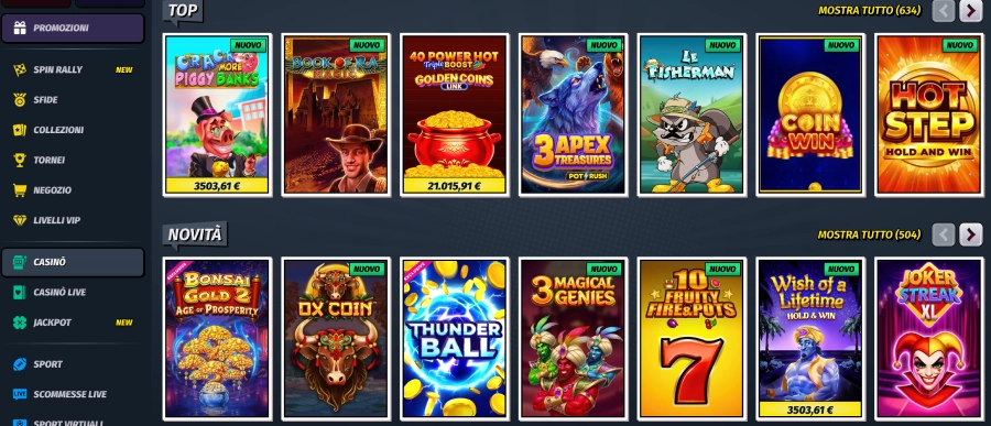 Giochi disponibili su Allyspin