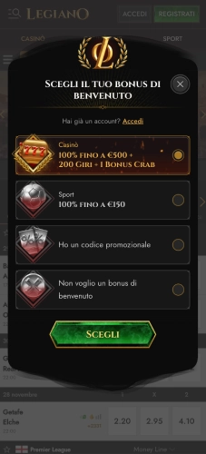 Registrazione al casinò Legiano