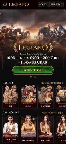 Homepage del casinò Legiano