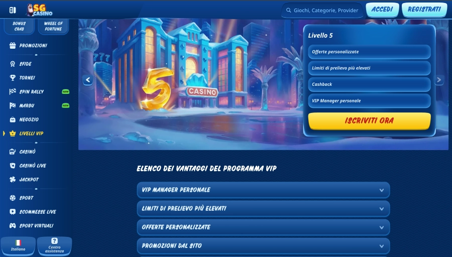 SGcasino vip livello