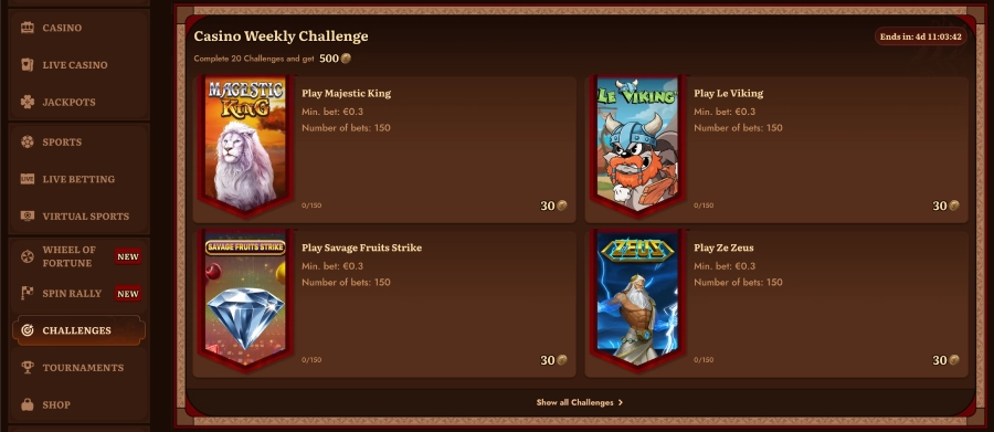 Wildrobin casino weekly challenge