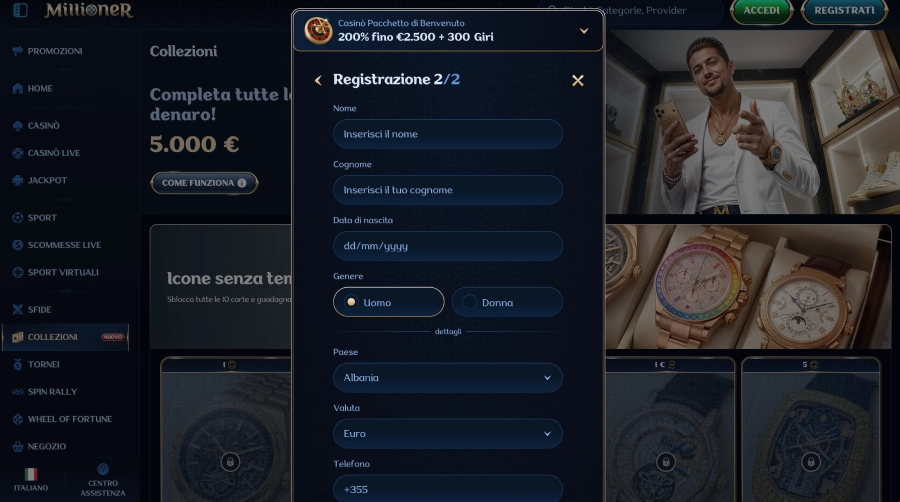 Millioner casino registrazione