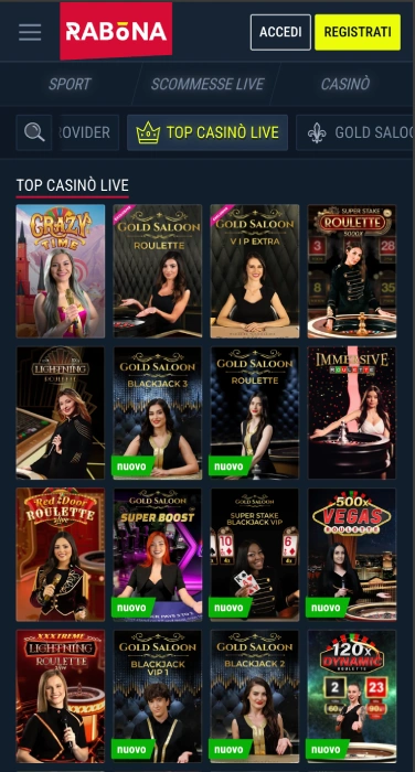 Rabona live casino