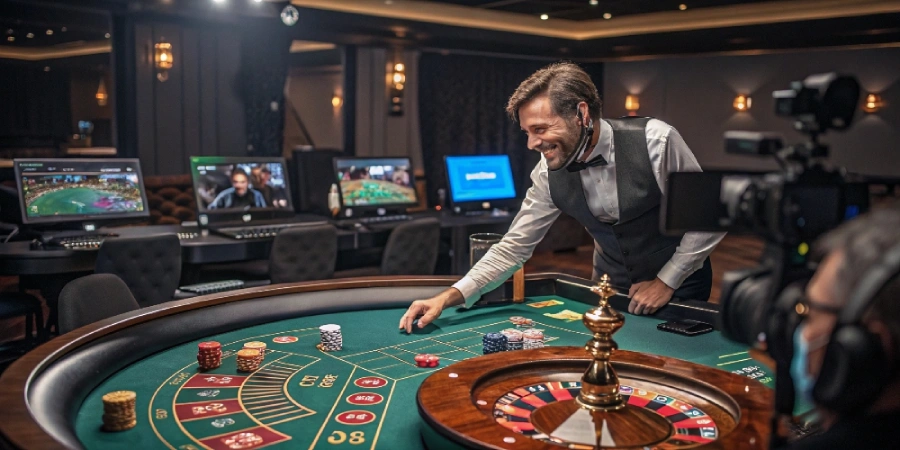 Gioco di blackjack, croupier e roulette