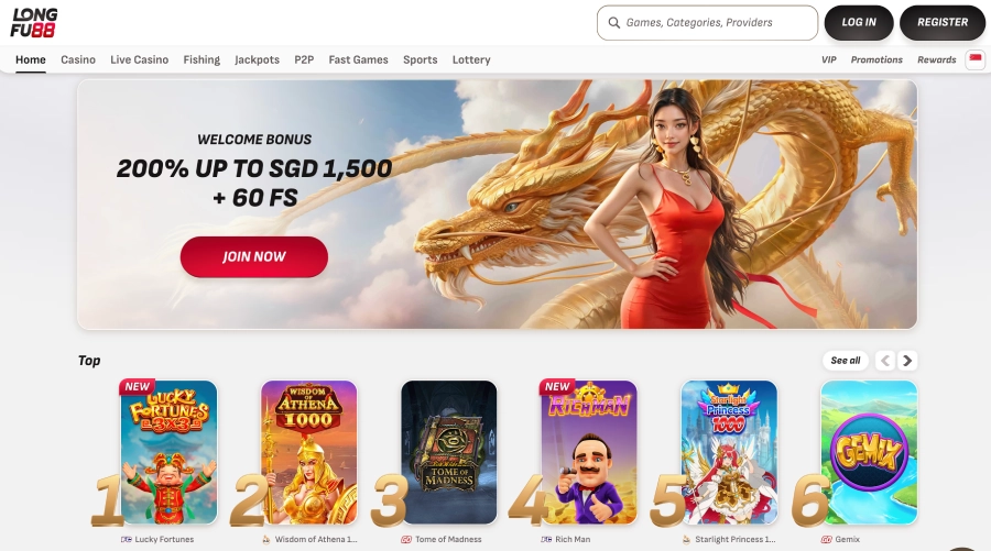 Homepage del casinò Longfu88