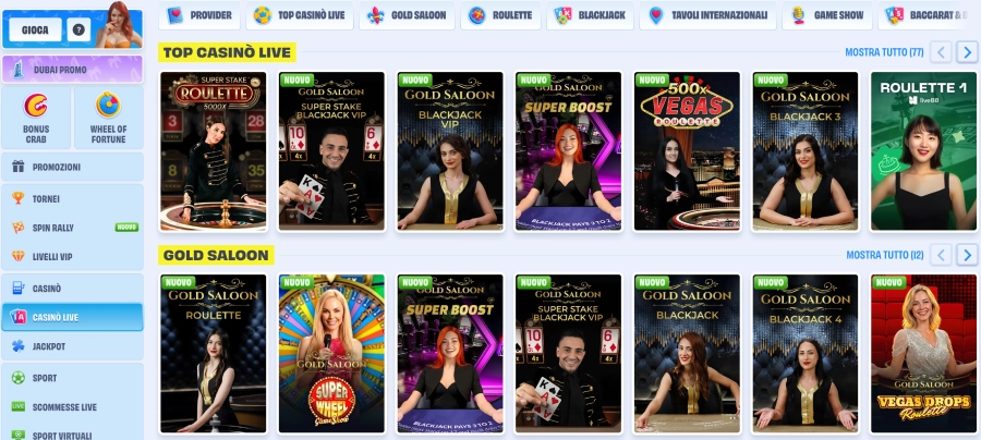 Giochi dal vivo del casinò Onlyspins