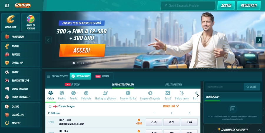 Homepage del casinò Golisimo