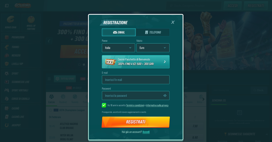 Golisimo casinò registrazione