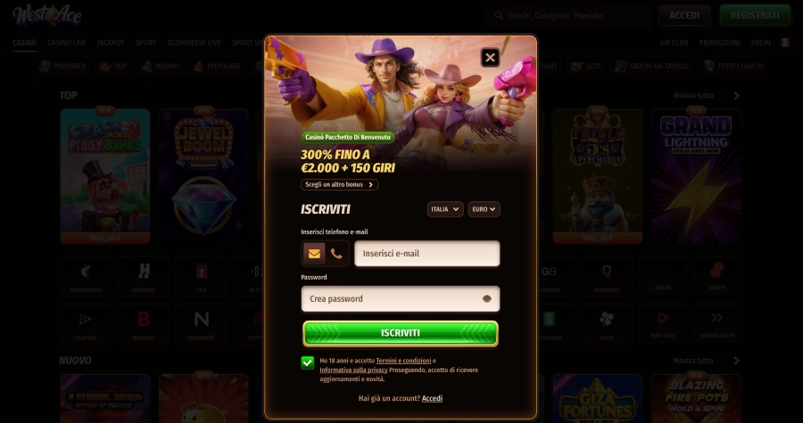 Westace casino registrazione
