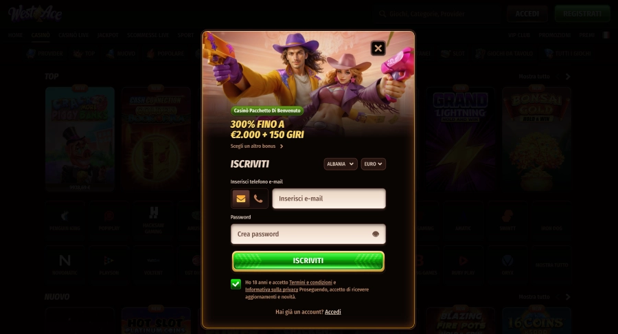 Westace casino registrazione