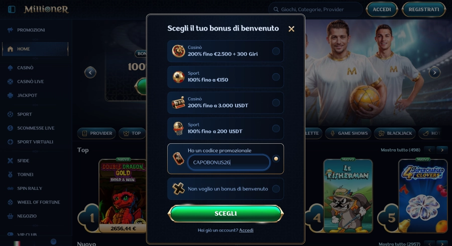 Millioner casinò registrato