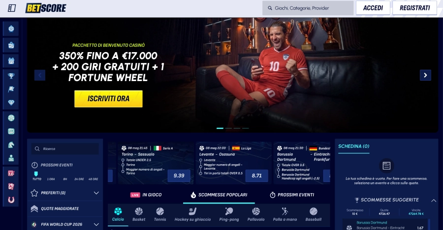 Homepage del casinò Betscore