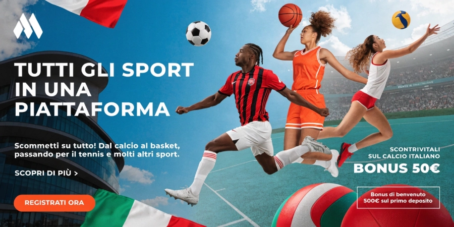banner sportivo italiano con diversi sport con scommesse