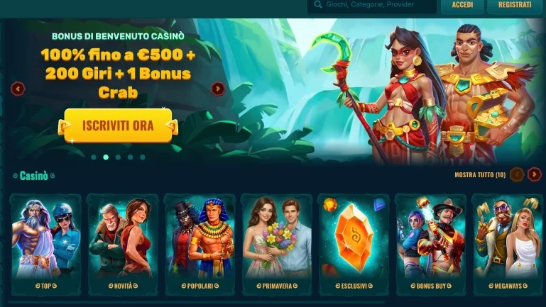 Pagina iniziale del casinò Spinanga