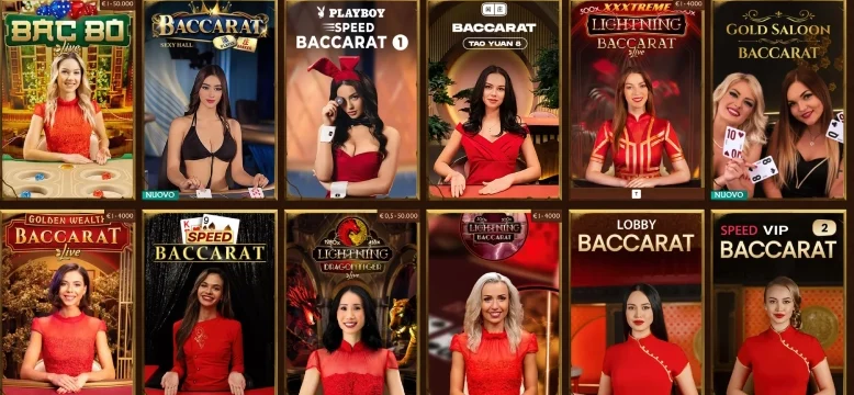 Tavoli con baccarat di diversi fornitori