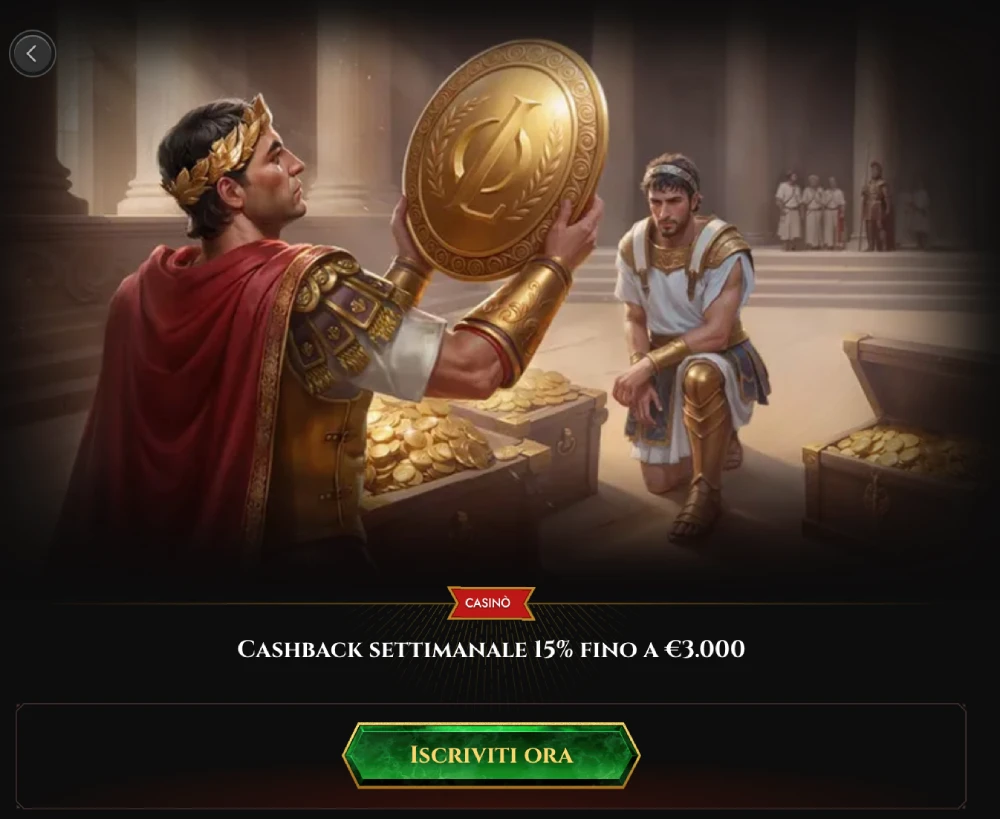 Legiano casino cashback bonus