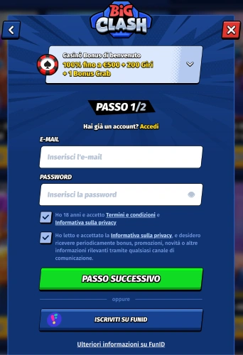 Bigclash registrazione