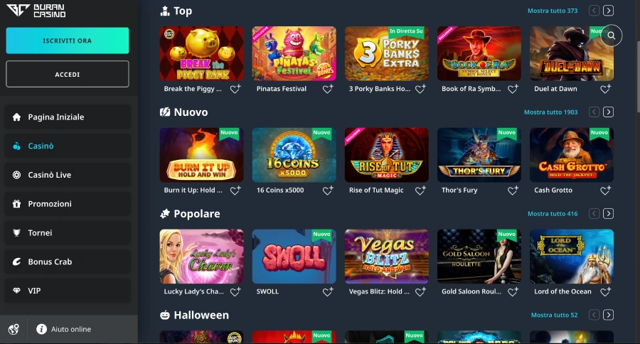 Buran casino giochi
