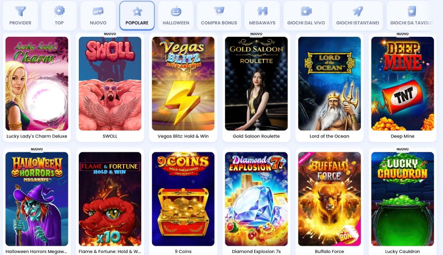 Giochi disponibili su Casinolab
