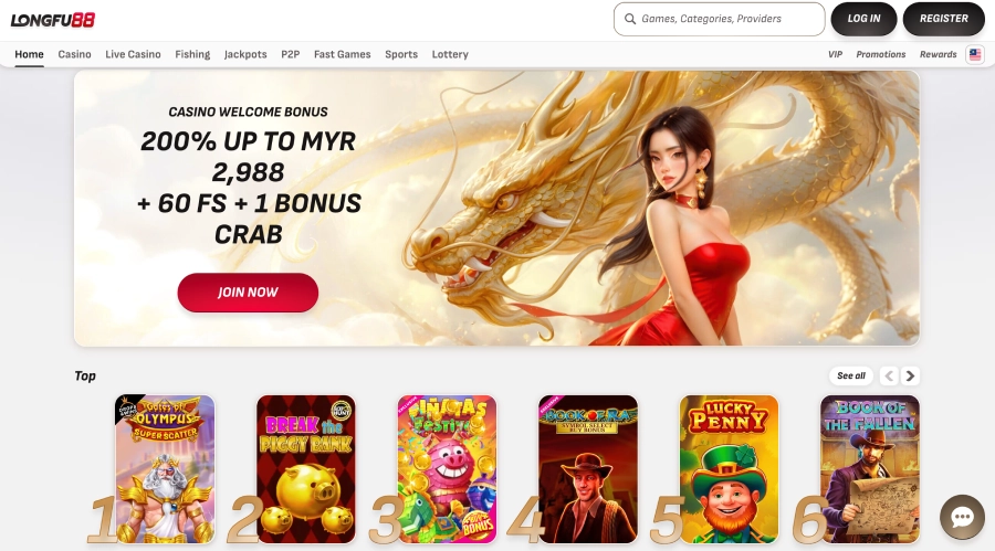 Homepage del casinò Longfu88