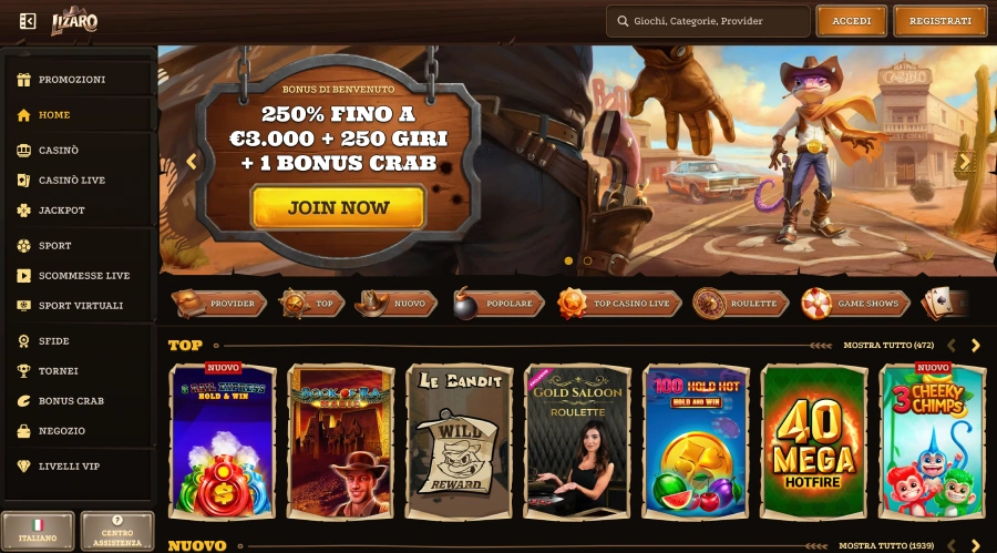 Homepage del casinò Legiano